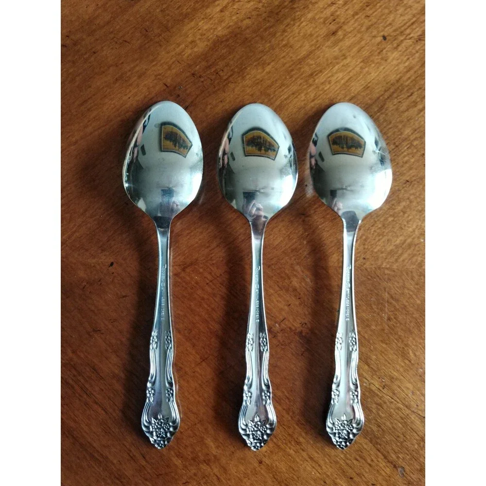 Lot 3x Dinner Spoon Tablespoon Korea Rogers Stainless Flatware Dream Rose 6.9